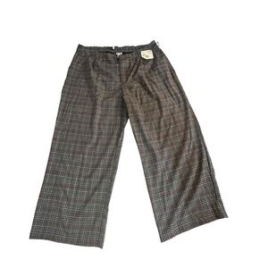 Ava & Viv Plaid Wide-Leg Trousers in Black and White